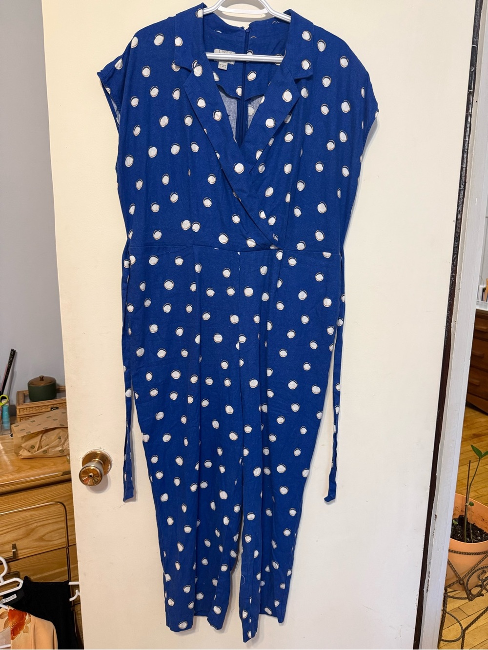 Linen Blue Polka Dot Jumpsuit